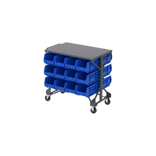 Akro-Mils Akro-Mills Shelf-Top Bin Cart - 38-1/2 x24x36-1/2" - (24) 8-1/4 x14-3/4 x7" Bins - Blue B2065796 - main